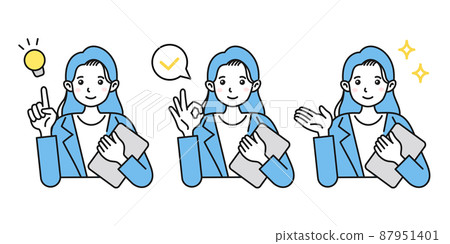 Illustrations of women in the business scene 3-piece set Proposals, confirmations, introductions, explanations, etc. Illustrations of women in the business scene 3-piece set Proposals, confirmations, introductions, explanations, etc. 87951401