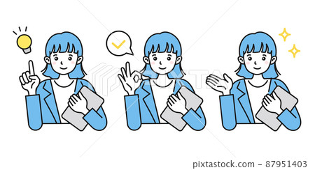 Illustrations of women in the business scene 3-piece set Proposals, confirmations, introductions, explanations, etc. Illustrations of women in the business scene 3-piece set Proposals, confirmations, introductions, explanations, etc. 87951403