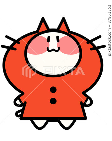 Illustration material of Nyanko wearing a raincoat Illustration material of Nyanko wearing a raincoat 87951853