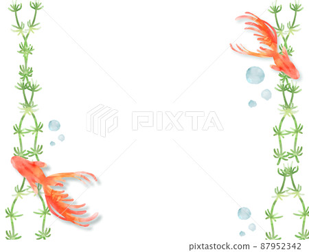 金魚水彩風格可愛框架水平組合物 金魚水彩風格可愛框架水平組合物 87952342