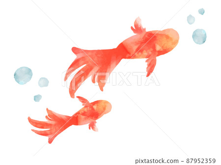 金魚水彩風格可愛圖標 87952359