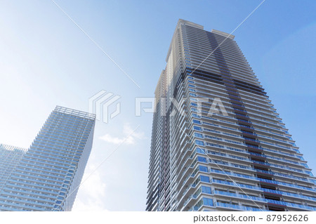 Landscape photograph looking up at a high-rise apartment _c_13 Landscape photograph looking up at a high-rise apartment _c_13 87952626