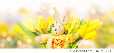 Funny Easter bunny. Happy Easter holiday concept. 87952771