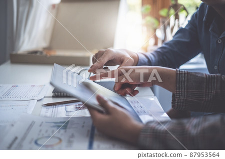 Business team discuss at meeting room. Financial accountant , consultation, planner , meeting , introduction concept. 87953564