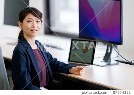 A woman working 87954331