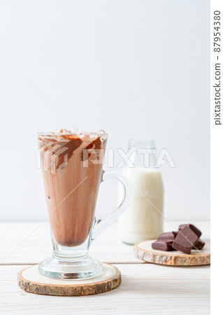 Iced chocolate milkshake drink 87954380