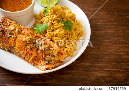 masala rice with salmon tandoori masala rice with salmon tandoori 87954769