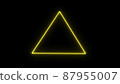 Empty triangle frame with electric power border glowing, burning flame sign. Blank triangle fire with electric power around frame lights. The best stock photo image yellow electric power 87955007