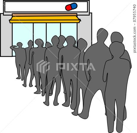 Image of people lined up in drug stores Image of people lined up in drug stores 87955740