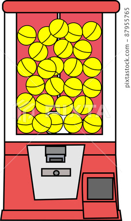 Illustration of a gacha with a yellow capsule 87955765