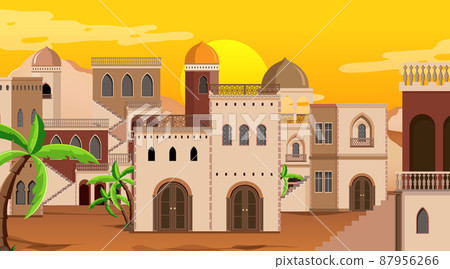 Scene with many buildings in city - Stock Illustration [87956266] - PIXTA