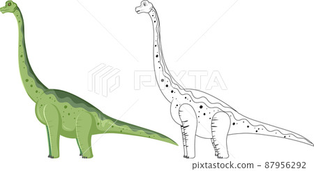 Brachiosaurus dinosaur with its doodle outline on white background Brachiosaurus dinosaur with its doodle outline on white background 87956292
