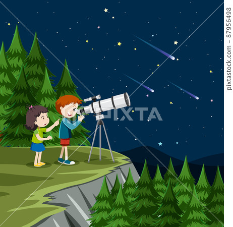 A Kids Looking at the planet with Telescope A Kids Looking at the planet with Telescope 87956498