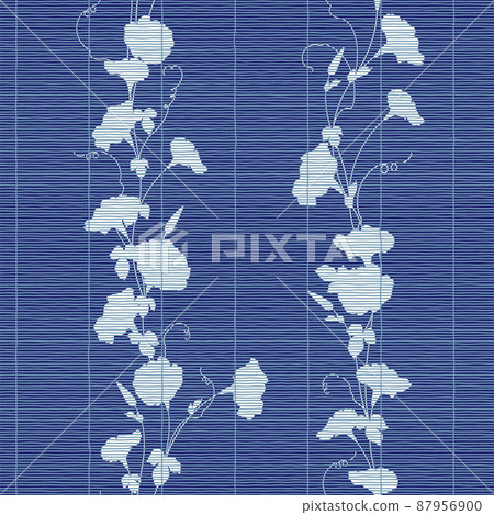 The morning glory over the bamboo blinds is made into a continuous pattern, 87956900