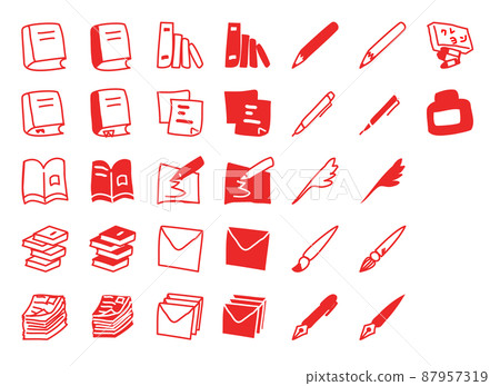 [Thick line] A little handwritten style paper and pen icon 87957319