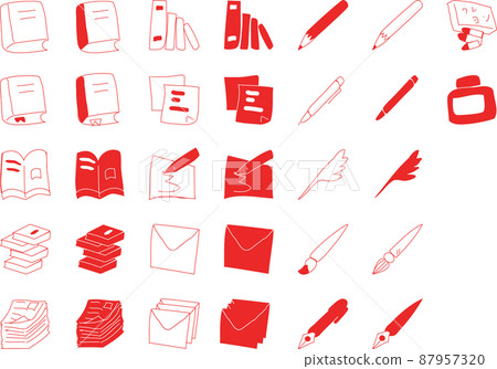 [Thin line] A little handwritten style paper and pen icon 87957320