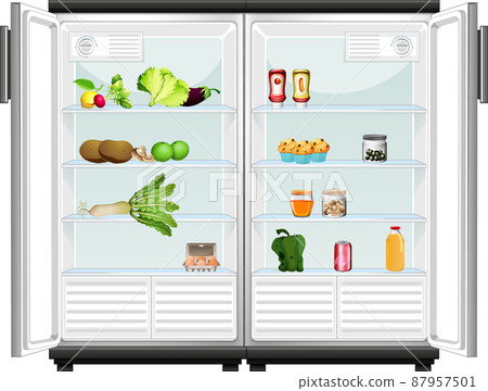 Vegetables and food in the fridge 87957501