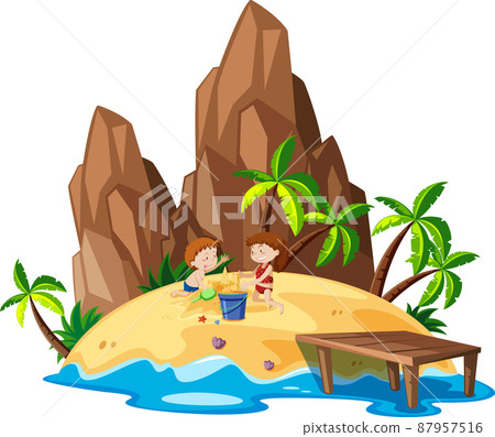 Scene with people on the beach Scene with people on the beach 87957516