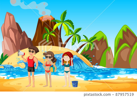 People having fun on the beach People having fun on the beach 87957519