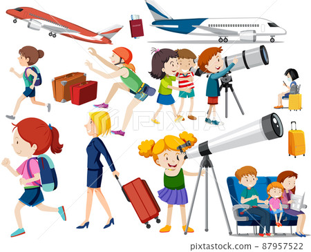 Set of people doing different activities Set of people doing different activities 87957522