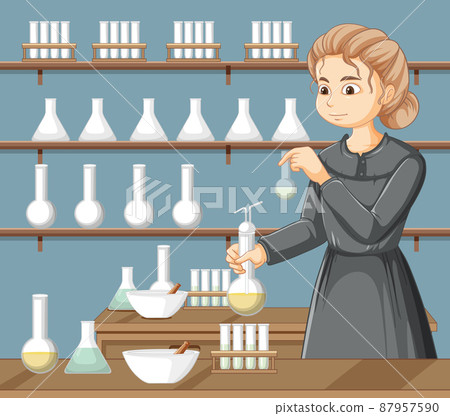 Portrait of Marie Curie in cartoon style 87957590