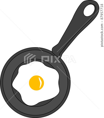 Cute omelet baked in a frying pan Cute omelet baked in a frying pan 87957718