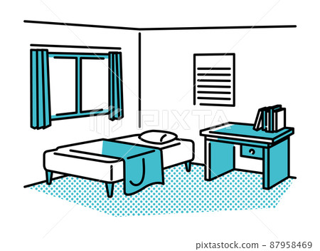 Scenery of a child's room with a bed and desk 87958469
