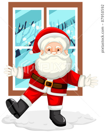 Happy Santa standing by the window 87958592
