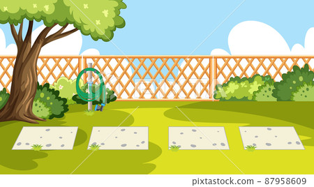 Scene of backyard with a fence 87958609