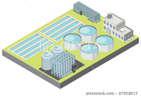 Isometric industrial area of desalination plant 87958615