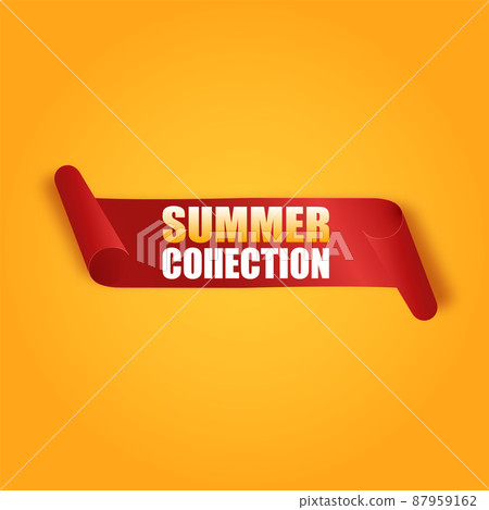 Vector price tag of summer collection. Ribbon sale banners isolated. Offers of new collections. 87959162