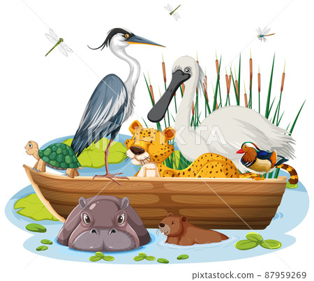 Many animals on the boat 87959269
