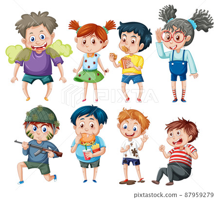 Cute girl standing on white ground 87959279