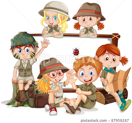 Board template with happy kids 87959287