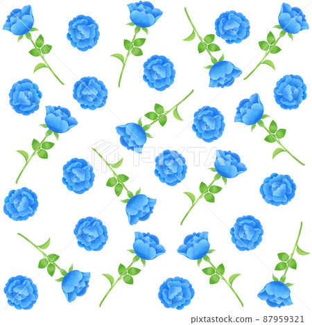 Blue rose pattern material drawn with a watercolor touch 87959321