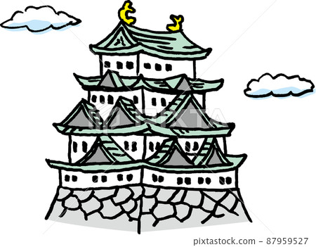 Nagoya Castle handwritten style illustration Nagoya Castle handwritten style illustration 87959527