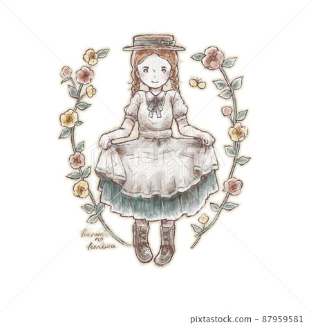 Girl in flower and apron dress 87959581