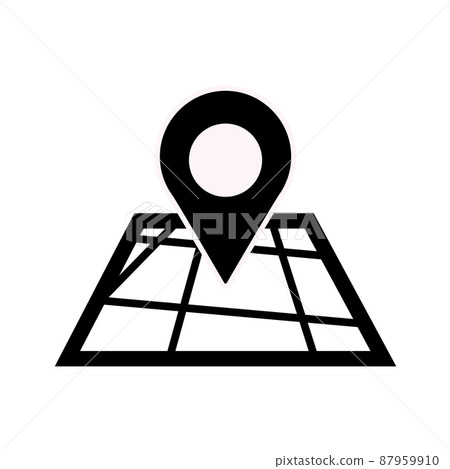 Map with location symbol. GPS tracking pin. Vector outline icon isolated. Geolocation icon. 87959910