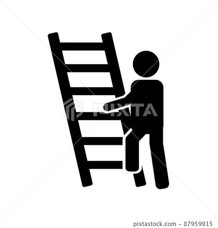 man crawls up the stairs, stick figure icon people 87959915