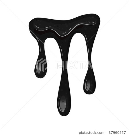 Black flowing slime on a white background. Viscous dripping liquid, oil, poison. Vector cartoon illustration. Black flowing slime on a white background. Viscous dripping liquid, oil, poison. Vector cartoon illustration. 87960357