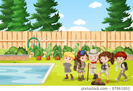 Scene with children in the park - Stock Illustration [87961003] - PIXTA