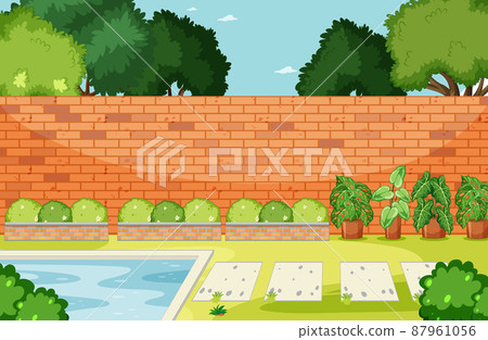 Scene of backyard with a fence 87961056