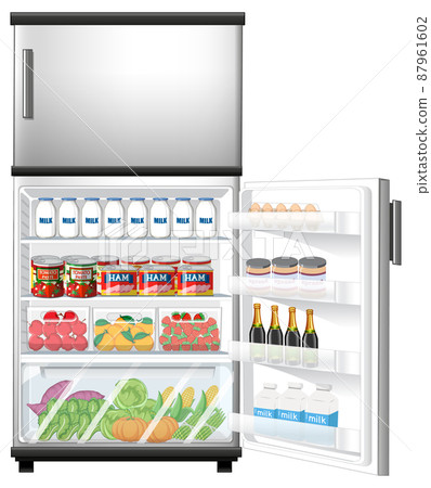 Refrigerator with lots of food Refrigerator with lots of food 87961602