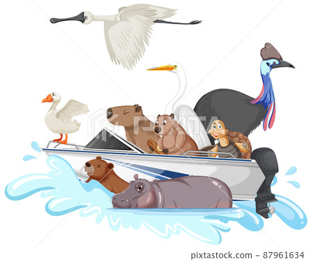 Many animals on the boat Many animals on the boat 87961634