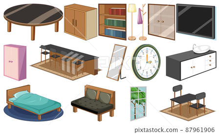 Set of interior furniture and decorations 87961906