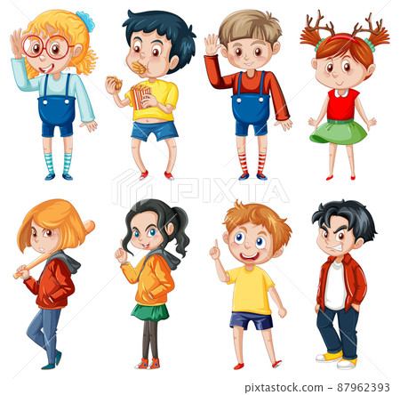 Cute girl standing on white ground 87962393