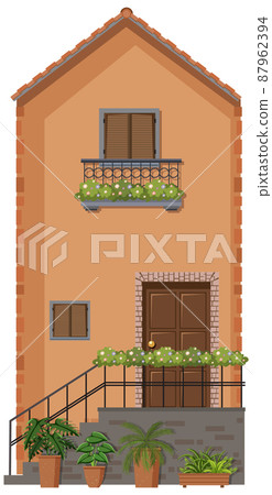 Brown building with terrace Brown building with terrace 87962394