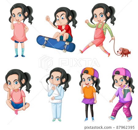 Cute girl standing on white ground Cute girl standing on white ground 87962395