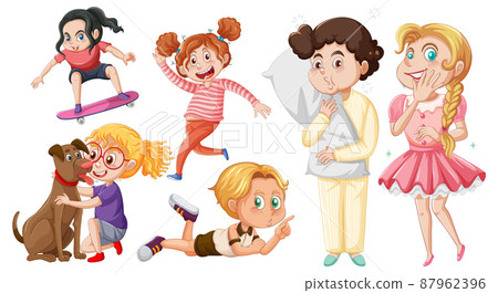 Cute girl standing on white ground Cute girl standing on white ground 87962396