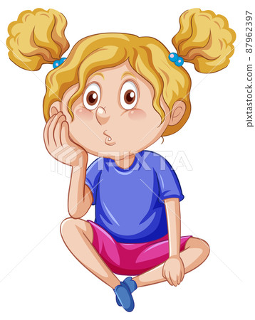 Cute girl standing on white ground 87962397